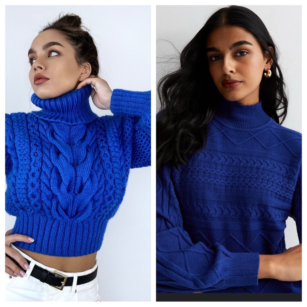 Rue Stiic Australian Blue Open Knit Sweater Cropped Oversized